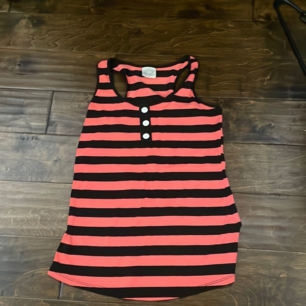 Black and pink strips tank top